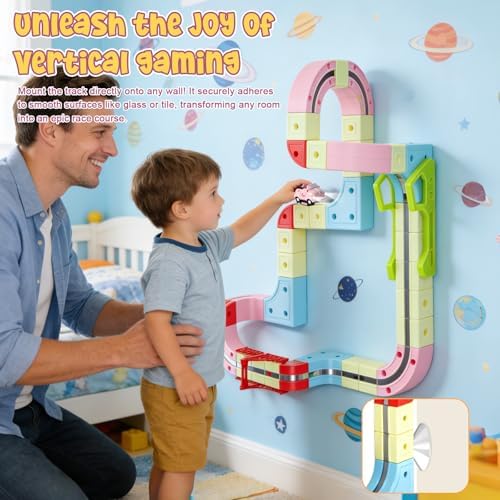 FANPROMS Electric Train Set, 3D Magic Flexible Race Track KlickRail Electric Train Set with Light Anti-Gravity Building Train Track STEM Learning Birthday Gift - 4