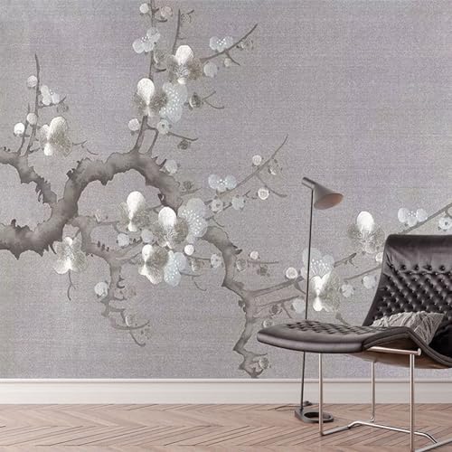 XLMING Arte Clásico De Pared Vintage Plum Blossom Papel Pintado 3D Estudio Comedor Sofa Dormitorio Salon Tv Decorativo Pared-350cm×256cm