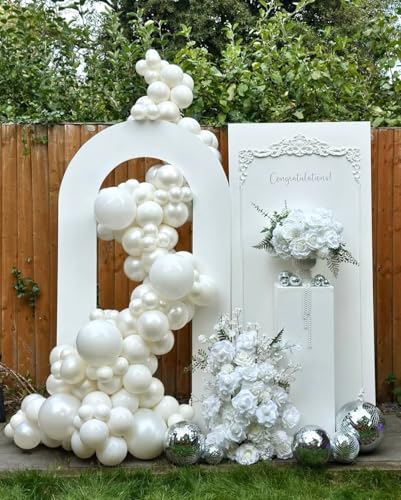 Image of KBZVNAF Pearl White Latex Party Balloons 50 Pack 12 inch | White Ivory Helium Matte Balloons for Wedding Bridal Shower Baby Shower Birthday Party Decorations