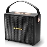 M-Amazup Portable Bluetooth Speakers 5.3, Loud Wireless Wood Speakers with Bass, FM/AUX&TF-Card&USB Playback, Subwoofer, Modern Fashion Speakers for Car/Home/Outdoor/Party﻿ (Black)