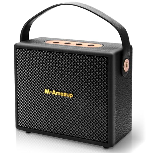 M-Amazup Altoparlanti Bluetooth portatili 5.3, altoparlanti wireless in legno con bassi, FM/AUX, TF Card e riproduzione USB, subwoofer, altoparlanti moderni alla moda, per auto/casa/esterni/feste