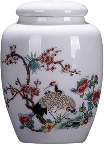 Zerodeko Tarro de cocina de té de cerámica Té tradicional Porcelana Té Latas de té Latas de té Tarro de té chino Recipiente sellado de cerámica Lata