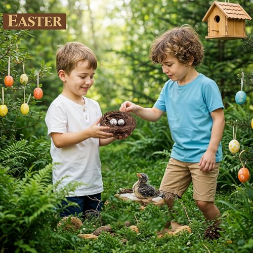 Image of Rattan Bird's Nest Easter Rattan Nest for Garden Yard Home Party Wedding Easter Decor(5.9Inch)