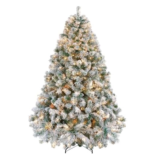 Yaheetech 6ft Pre-lit Flocked Christmas Tree