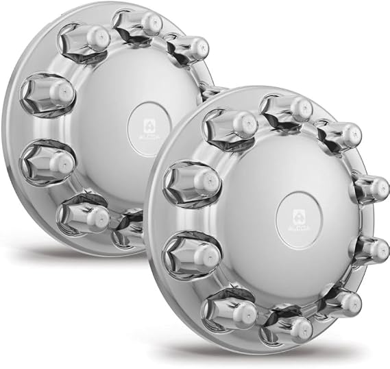 Alcoa 079300DT Genuine Aerodynamic Front Hub Cover Kit | AeroCover Series | Fits 10-Hole Hub Pilot (33mm Hex) | Screw-On Retention (Standard Studs) | Chrome ABS | Includes 2 Covers & Tool