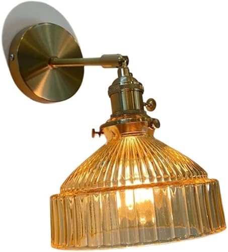 Vintage Glass Wall Lamp Modern Brass Wall Sconce Rotating Farmhouse Lighting for Living Room Bathroom Vanity Bedside E26E27 Base(Amber) disponible en Yaxa Guatemala