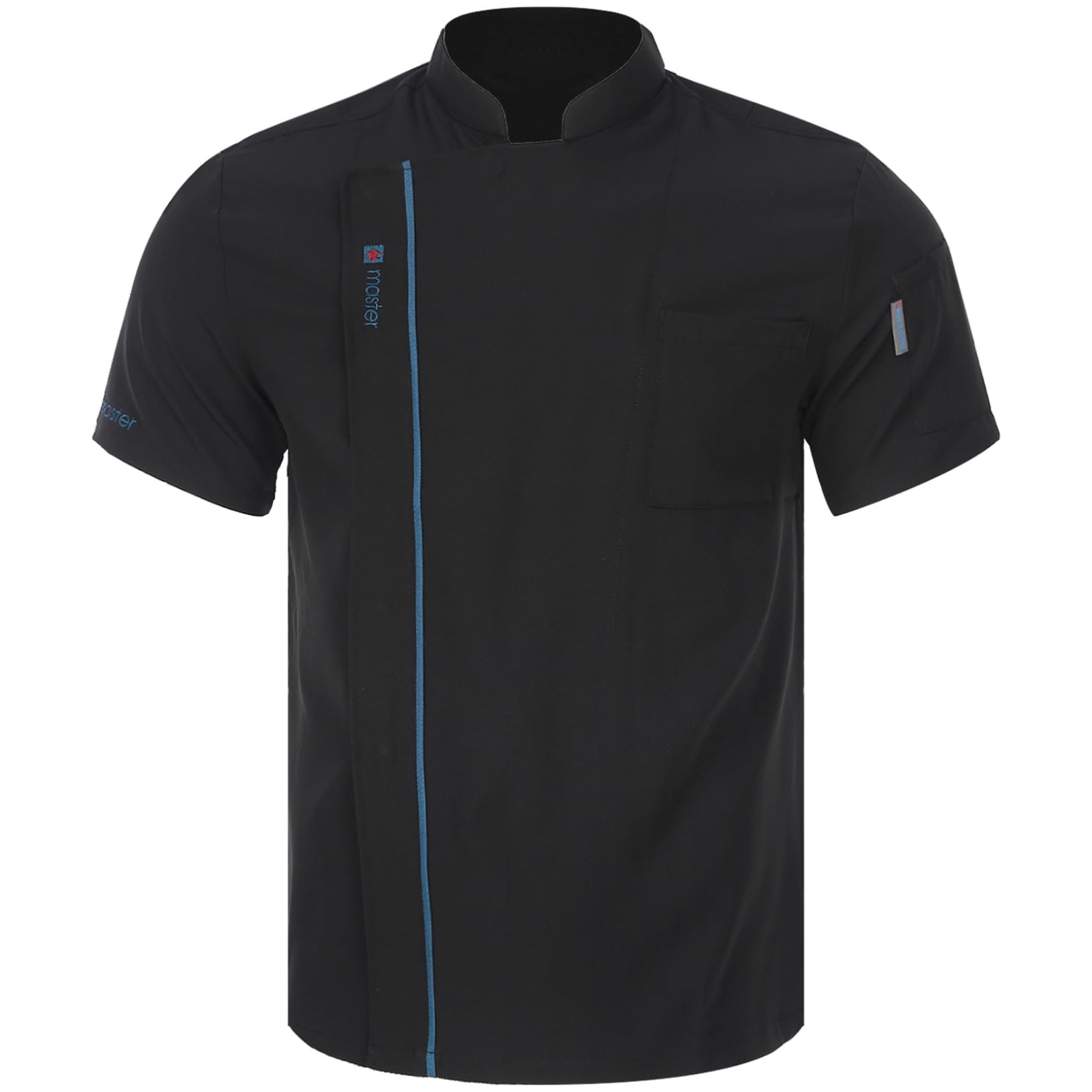 YEAHDOR Chef Shirt Short Sleeve Snaps Button Chef Jacket Uniform Workwear for Men Women Kitchen Bakery Catering Hotel Black Large