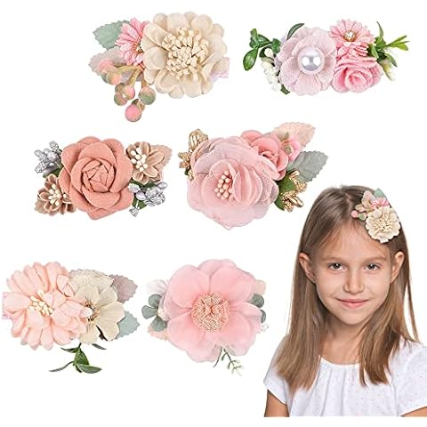 THATSRAD 6 Stück Blume Haarklammern Kinder Mädchen Blume Haarspange Haarschmuck Blumen Künstliche Blumenclips Haare Clip Kopfblume Baby Haarspangen Blume Haarclips Cover