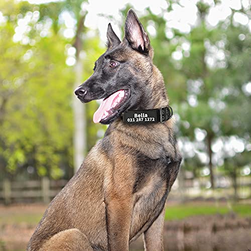 Personalisiertes taktisches Hundehalsband für mittelgroße und große Hunde, personalisiertes Militär-Trainingshalsband mit Name und Telefonnummer (Stil C)