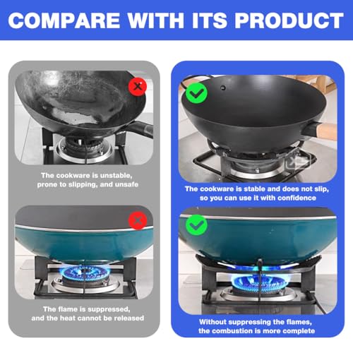 Image of Supvox Burner Stand, 10'' Cast Iron Stir Fry Pan Rack Gas Stove Stand, Fire Gathering Circular Cooking Stove Pot, Compatible with Pot /Pan Sizes Saucepans
