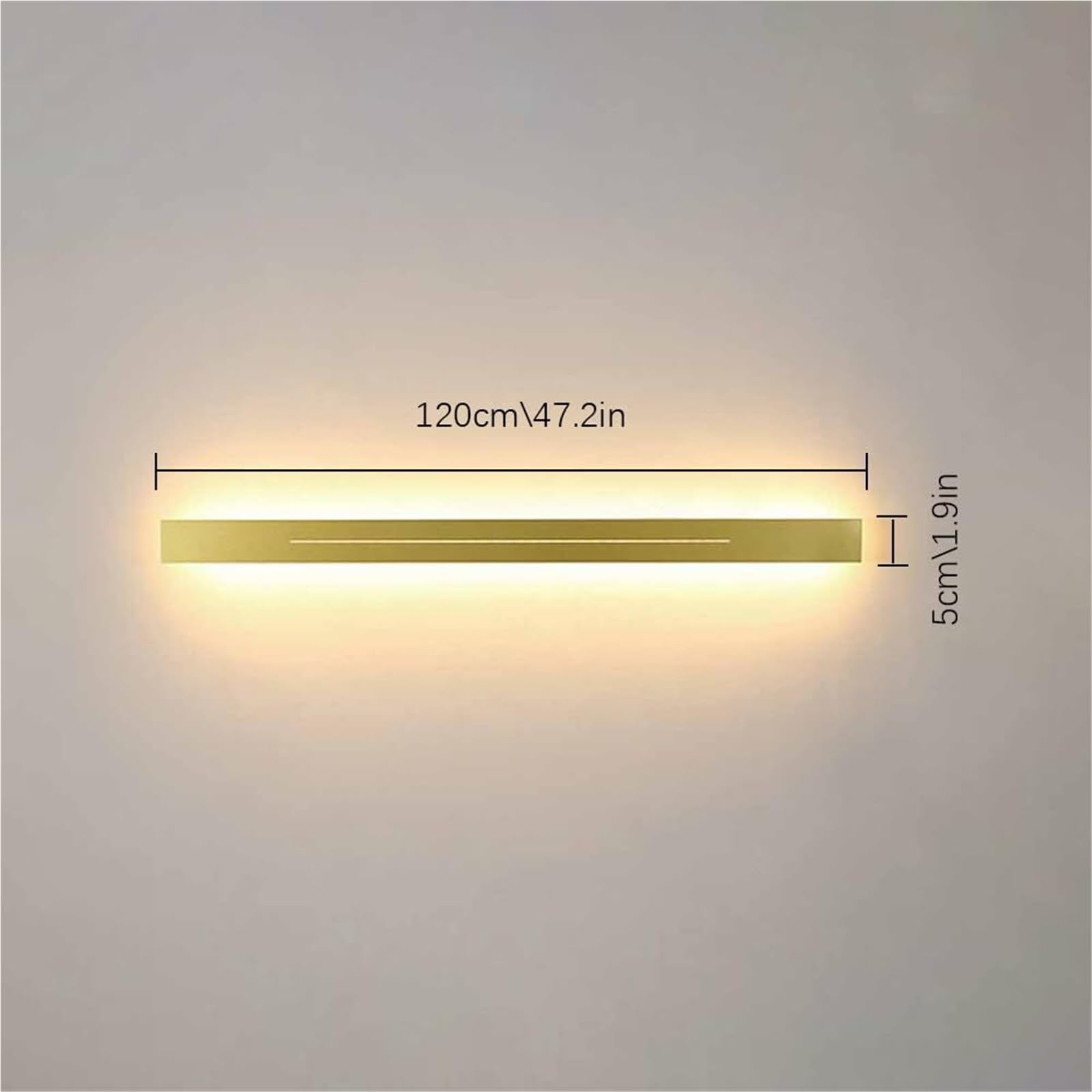 Barra luminosa moderna a LED, applique da parete lineare minimalista, lampada da specchio for bagno dimmerabile, illuminazione su e giù for bagno, camera da letto(Gold-3000k,60cm)