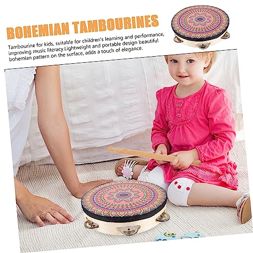 OFFSCH Pandeiro Aldult Mão Pandeiro Percussão Criança Madeira Única Fileira Pandeiro Linggu Percussã