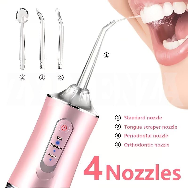 Image of Oralfree Portable Oral Irrigator Water Flosser for Teeth Cleaning, Rechargeable Cordless Dental Flosser with 3 Cleaning Modes, 220ML Water Tank, Waterproof USB Charging Oral Care Device for Adults & Kids (Multi)