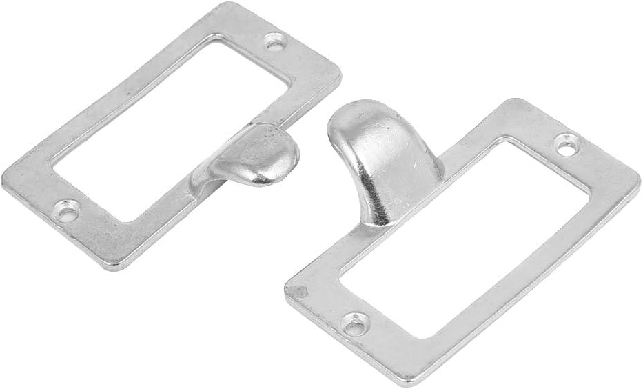 Sourcingmap Label Holder Pull Handles, Vintage Label Frame Drawer Knobs for Cabinet Cupboard Silvery 59x31mm Pack of 4 w Screws - Image 3