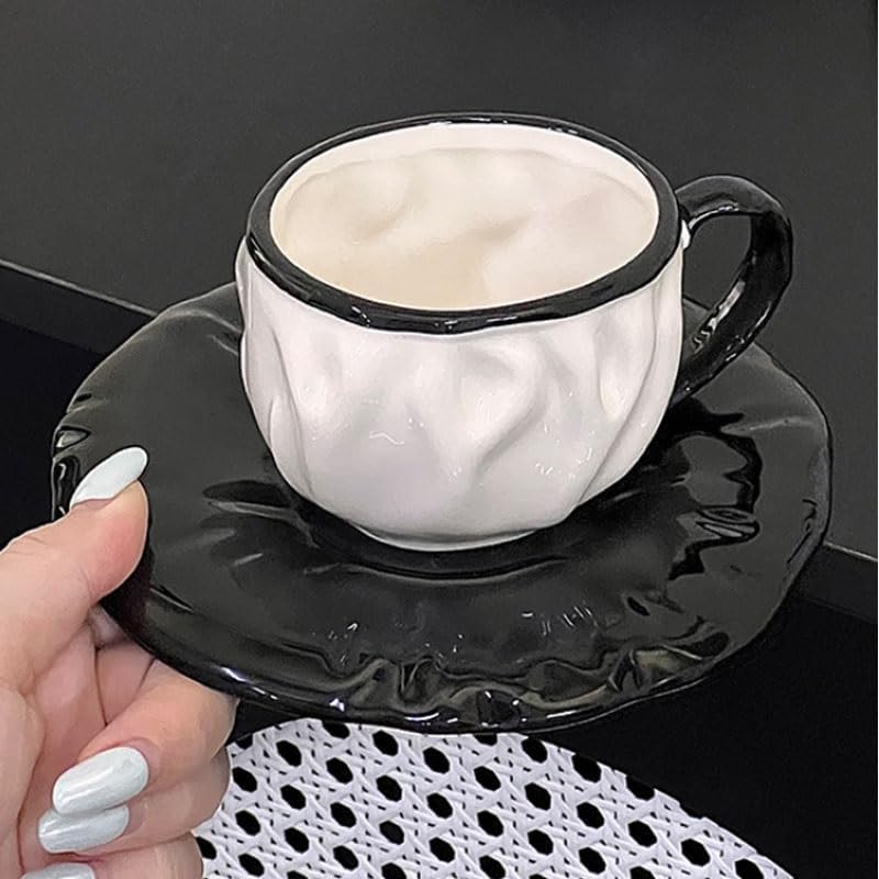 Ceramic Teapot Tea Set of Household Cold Water Kettles Cups with Irregular Wrinkles