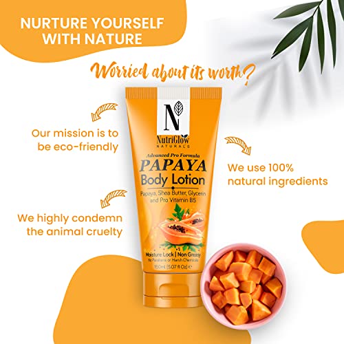 Image of NutriGlow NATURAL'S Advanced Pro Formula Papaya Body Lotion for Daily Use, Hydration, Moisture Lock (150 ml)