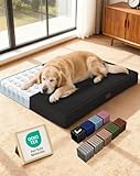 OhGeni Orthopedic Waterproof & Machine Washable Dog Bed for Large Pets, Suitable for Crates, Cat Mat with 25D Egg Crate Foam, Non-Slip Bottom & Removable Cover, 41 Inches(Black)
