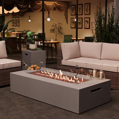 3-Piece Outdoor Propane Fire Pit Table Set – Premium Marble-Like