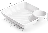 Vista 2 de Lawei Juego de 10 platos de papas fritas y platos de inmersión, platos de plástico para albóndigas con platillo de inmersión, platos blancos