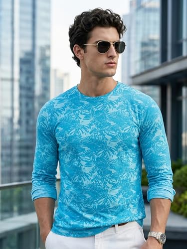 Image of Urbano Fashion Men's Printed Full Sleeve Slim Fit Cotton T-Shirt