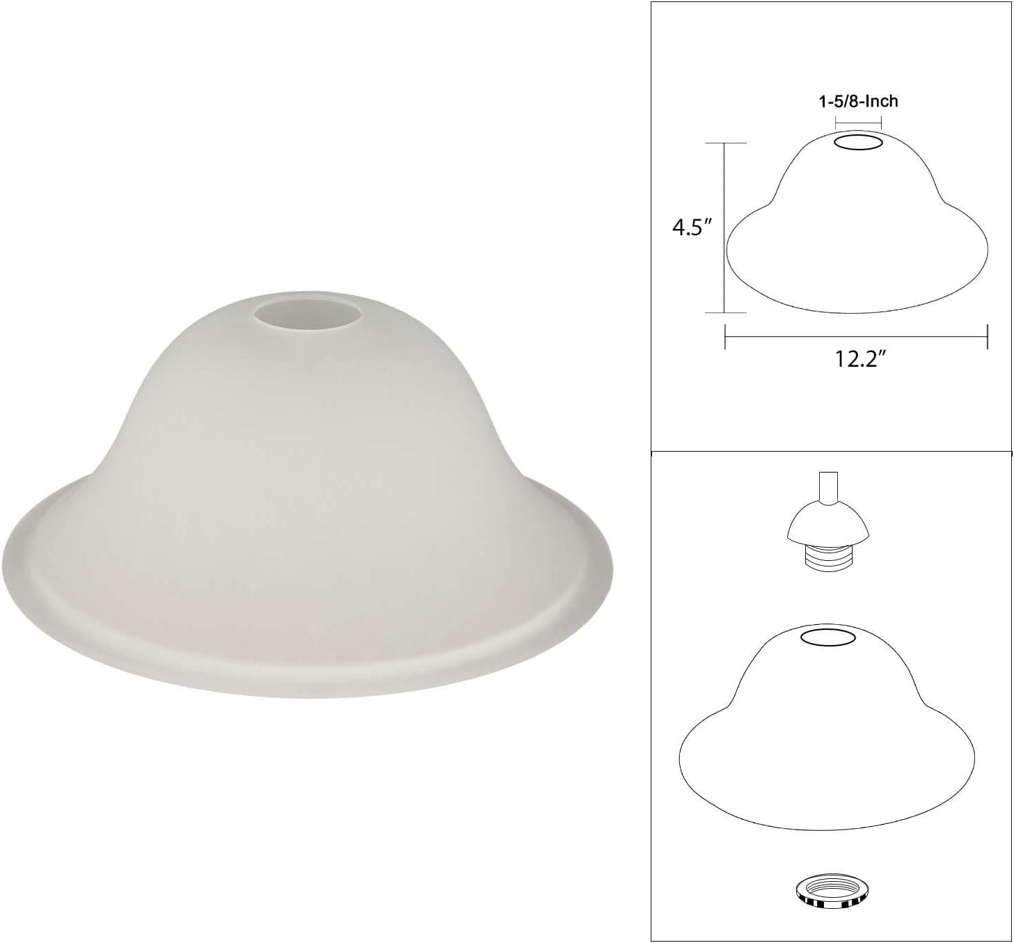 B&P Lamp Small Alabaster Torchiere Lamp Shade with On/Off Black Socket and Ring