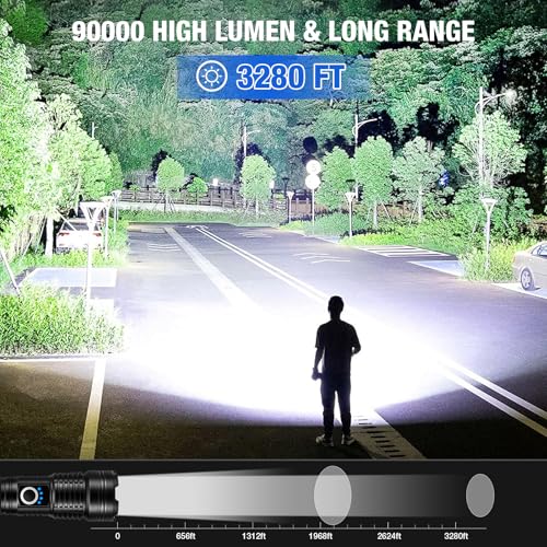 Rechargeable Flashlights 90000 High Lumens - 2 Pack, Super Bright LED Flashlight Rechargeable with 5 Light Modes, High Powered & IPX7 Waterproof Flash Light for Camping, Home - Image 3