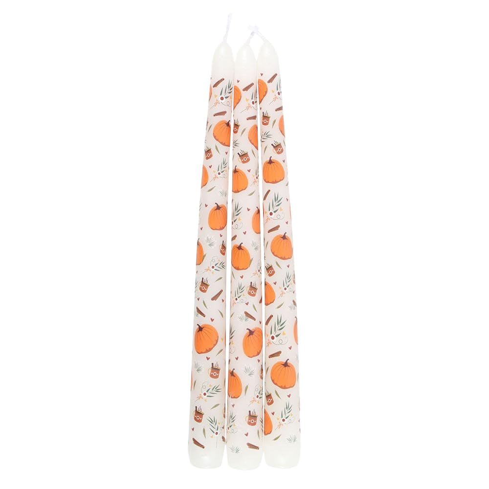 Set Of 3 Pumpkin Taper Candles Home Decorative from B&Q