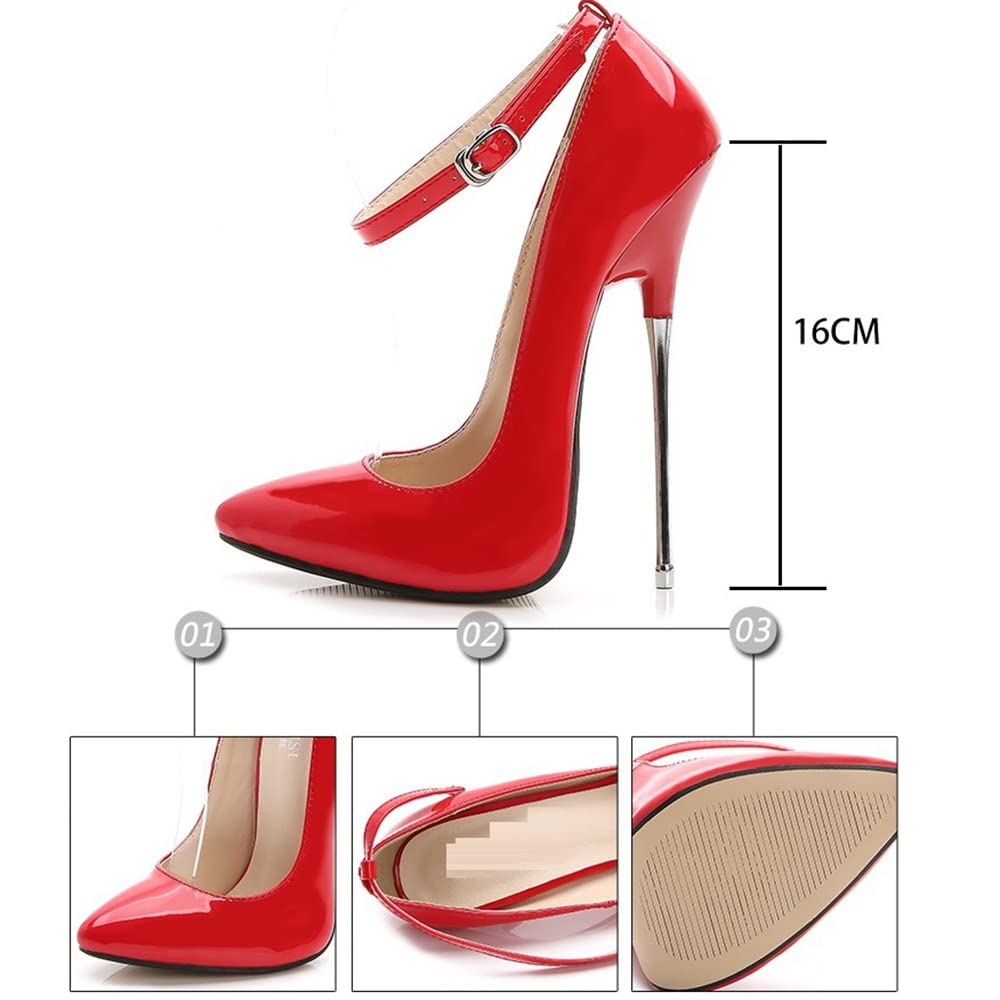 Scarpe da donna con tacco alto in pizzo, 16 cm, con cinturino alla caviglia, per matrimoni e feste