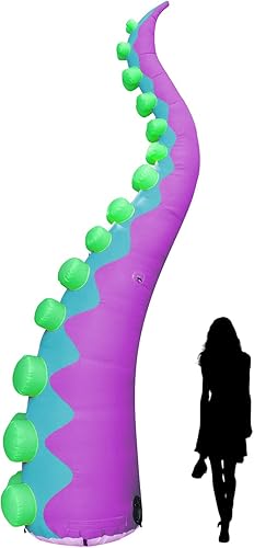 Miniatura 10 de TrendBox Tentáculo inflable de pulpo gigante de 14.7 pies con soplador de aire para decoración de fiesta de Halloween, publicidad - molde B (morado)