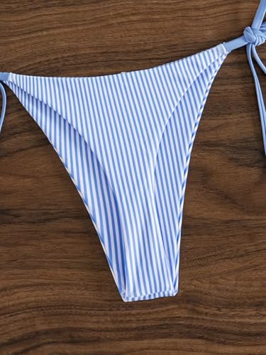 Image of Tainehs Women's Sexy Halter Thong Bikini Tie Two Sides Bottom Triangle Bikini Swimsuits