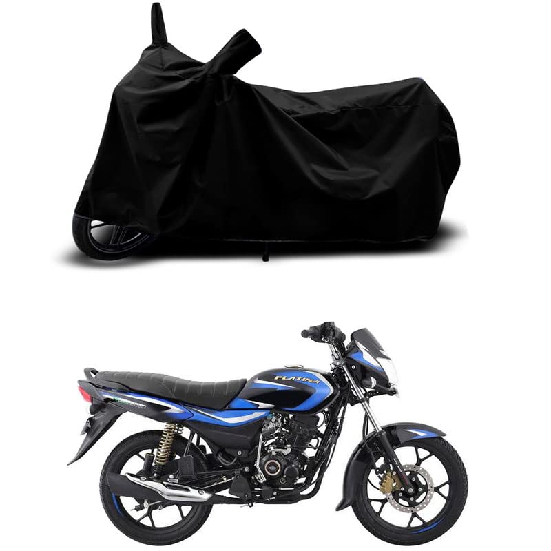 Image of 100% Scratchproof /UV-Rays /Heat Protection /Birds Dropping /Water Resistant /Dust Proof /Waterproof /Full Bike Scooty Two Wheeler Body Cover Compatible for Platina 110 All Varients[Black]