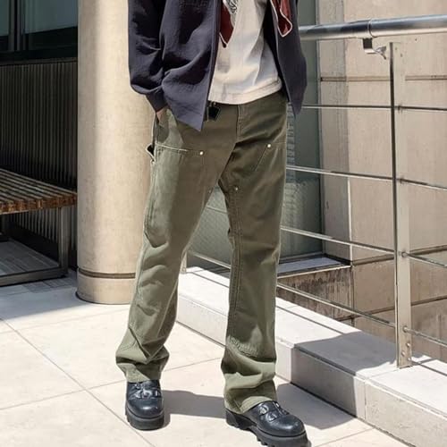 Long Pants, Unisex, Washed and Distressed Military Green Jeans3