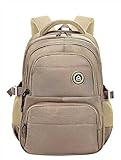 Mochila Escolar adolescente para Notebook até 15 Polegadas, Resistente à Água, Acolchoada, Reforçada e muitos compartimentos (Bege)