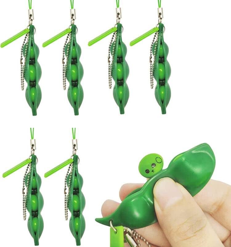 Xrten 7 PCS Porte Clef, Porte-clé De Haricot Pois Porte-clés Edamame Porte-clés Extrusio