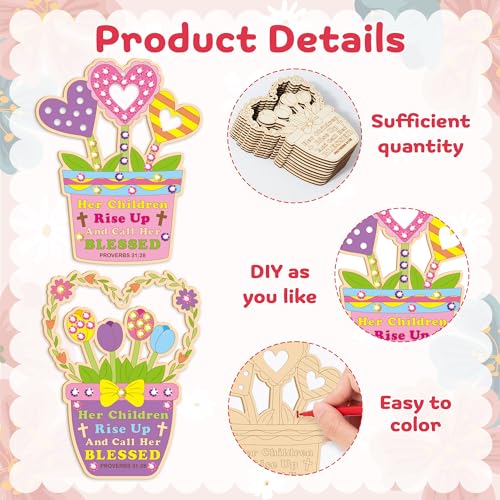 BeYumi Mother's Day Craft Kit - DIY Wooden Flower Pot Ornaments with Code - Image 3