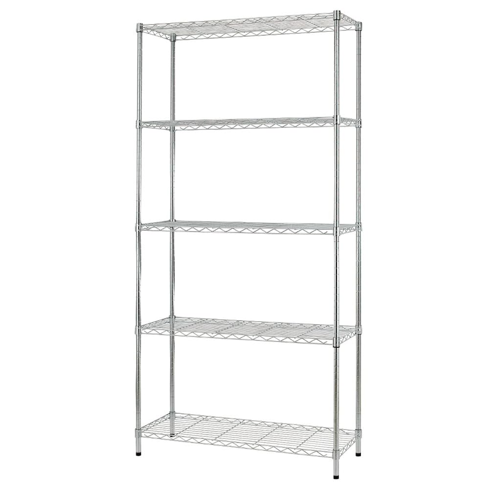 BestOffice 5 Tier Adjustable Wire Shelving Unit,Commercial Metal Shelf with Strong Steel for Restaurant Garage Pantry Kitchen Garage,Chrome