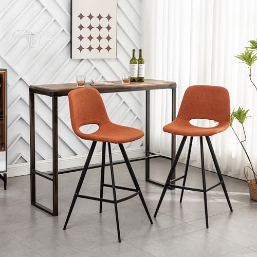 Roundhill Furniture Porth Fabric Kitchen - Taburetes de bar (2 unidades, 71,8 cm), color naranja