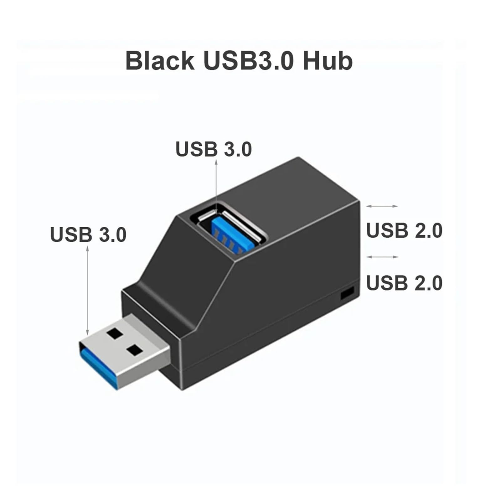 Adattatore hub USB a 3 porte ad alta velocità splitter docking station per PC (nero-USB 3.0)