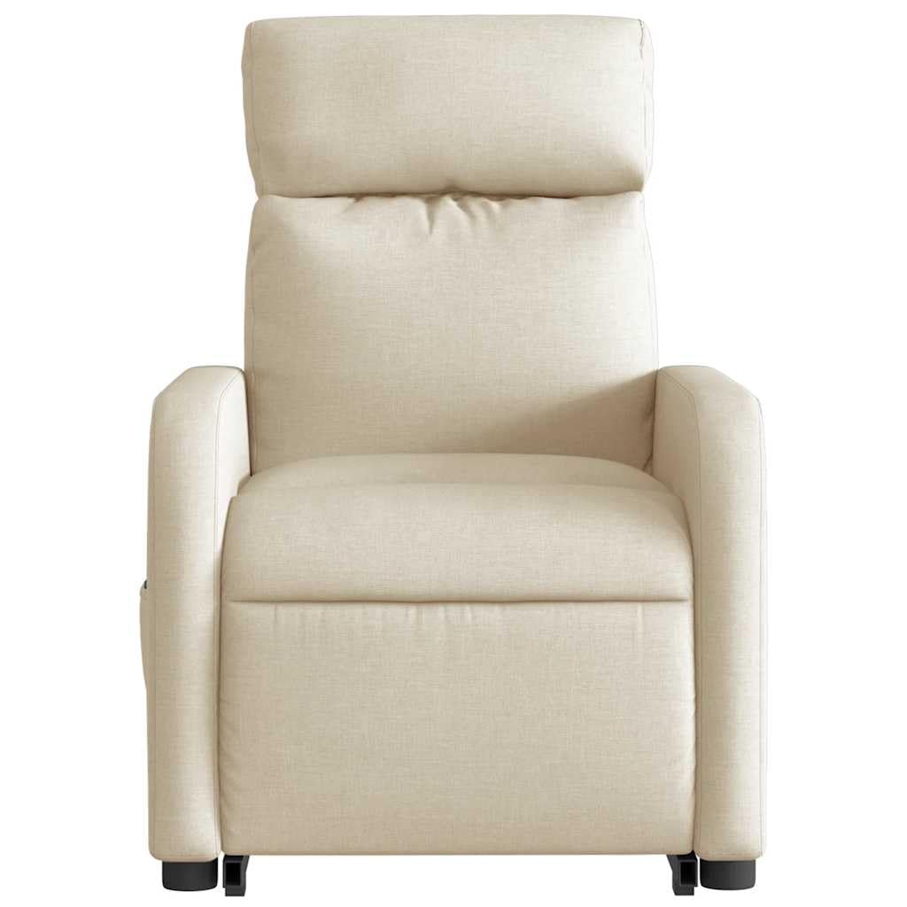Sillón elevador reclinable de tela color crema con motor eléctrico y reclinación manual, asiento acolchado y marco estable, función de elevación para personas mayores, máxima