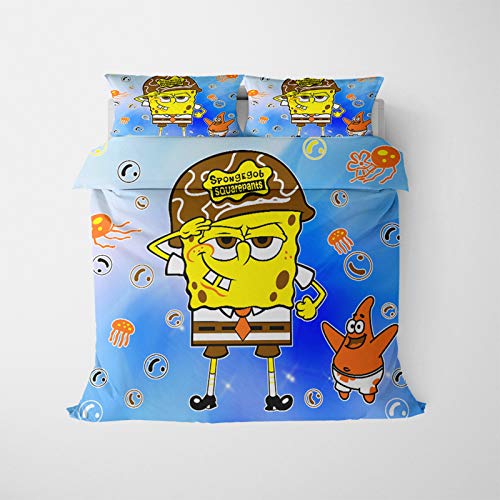 MMYANG Juego de Cama 3D diseño de Bob Esponja,Microfibra Juego de Funda...