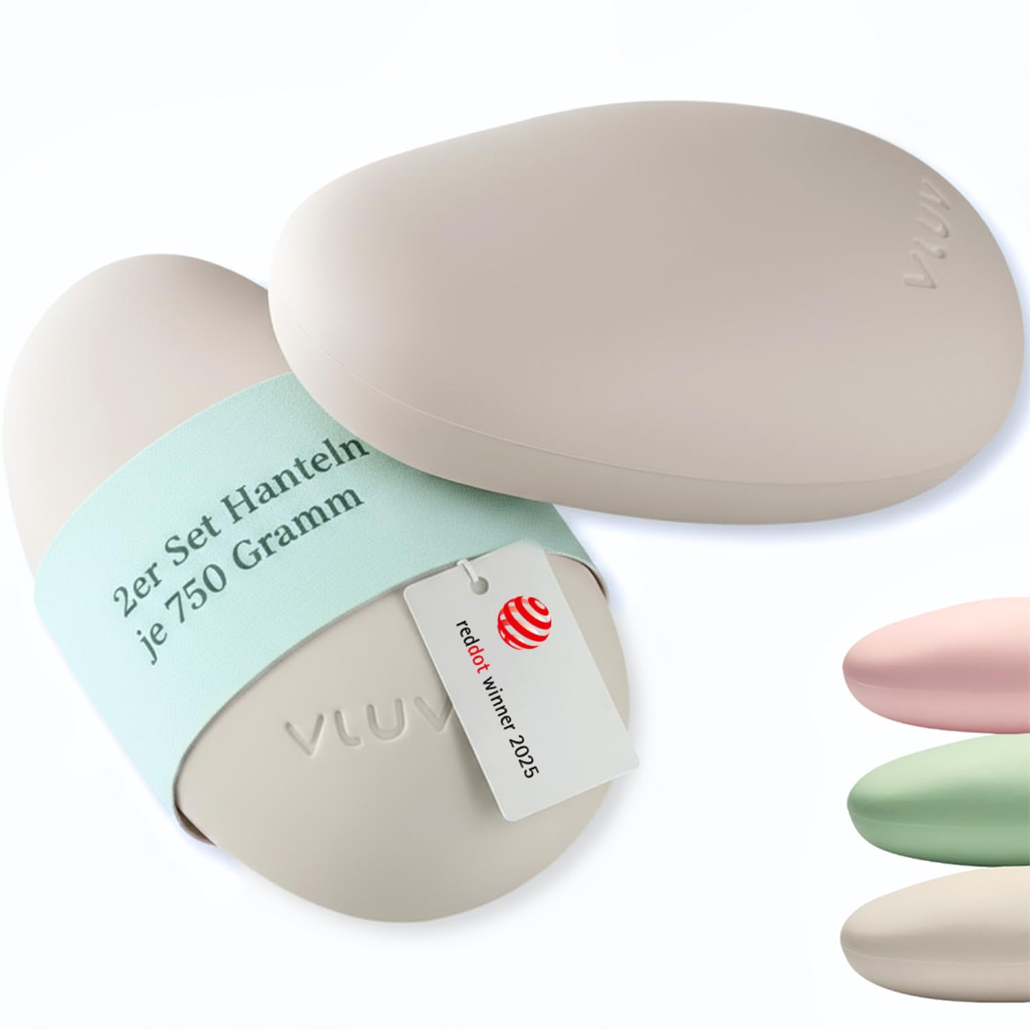 VLUV LIVT Toning Gewichte 750g - 2er Set [ergonomische Handgewichte mit rutschfester Silikonoberfläche] Kurzhanteln 2er Set - Hanteln Frauen Set - Gewichte Hantel Männer (Gravel)
