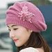 AutumnFall Fashion Womens Flower Knit Crochet Beanie Hat Winter Warm Cap Beret (Purple)