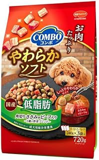 (まとめ買い)日本ペットフード コンボ ドッグ やわらかソフト 低脂肪 角切りささみ・ビーフ 野菜ブレンド 720g 犬用フード 【×5】