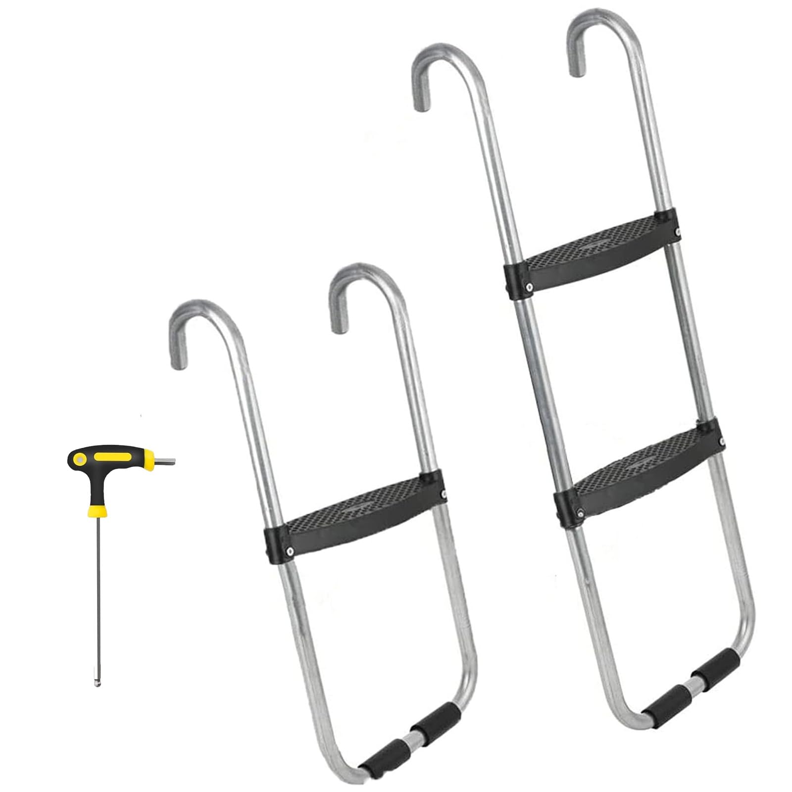 Trampolinleiter, rostbeständige Stahlleiter, rutschfeste Leiter für ft /12ft/14ft/16ft Trampoline,104cm Länge 2 Stufen Breitstufenleiter