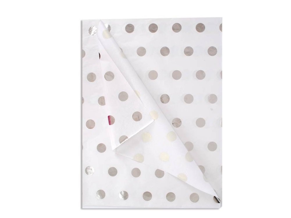 Mustbebonkers Silver Spots Dots Christmas Xmas Acid Free Tissue Paper Sheets 35Cm X 45Cm - 18Gsm (1 Sheets)