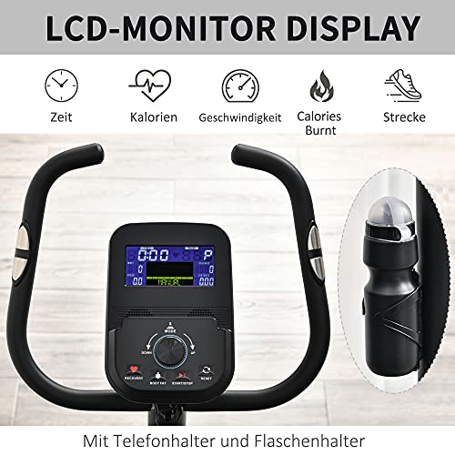 HOMCOM Heimtrainer Fahrradtrainer Trimmrad Magnetisch Pulsmessung LCD-Computer-Display Fitness Fahrrad einstellbar 150… – Bild 5