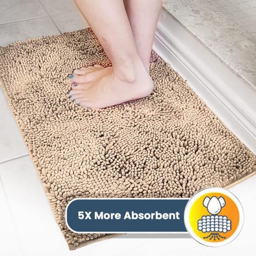 Muddy Mat® Original Dog Door Mat for Muddy Paws, Super Absorbent Microfiber, Non-Slip Washable Pet Rug, Quick Dry Chenille Entryway Carpet, Machine Washable Indoor Outdoor mat, Beige 24"x72"