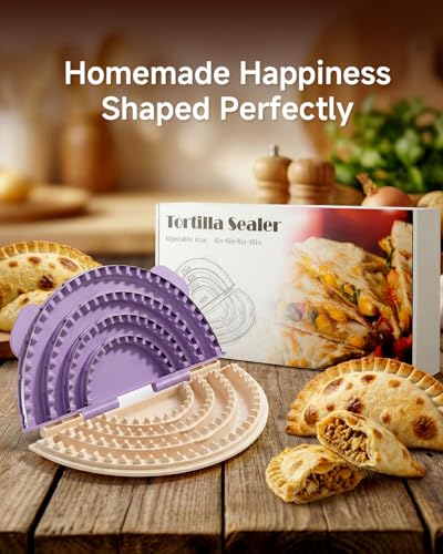 Image of 4-in-1 Tortilla Sealer - Multi-Size Tortilla Crimper for 4 inch, 6 inch, 8 inch, 10 inch Wraps, Quesadilla Crimper with Detachable Shark Tooth Design, Stainless Steel Edge, Suitable for Making Sealed Taco, Dumpling