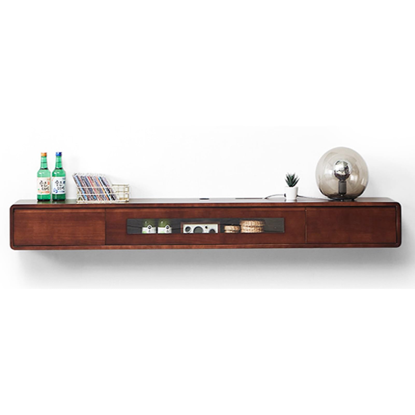 Schwimmende TV-Konsole, Wandhalterung, Entertainment-Center, moderner TV-Ständer mit Ablagefach für Wohnzimmer (schwarz, 70 Zoll)