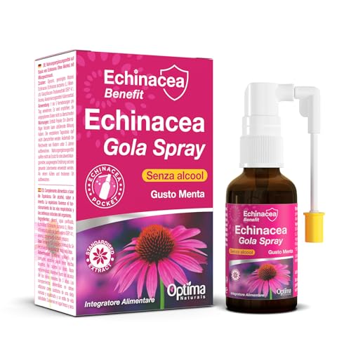 Gola Spray, spray per la gola, supporto immunitario, con Echinacea Purpurea, senza alcool, gusto menta - 20 ml Echinacea Benefit